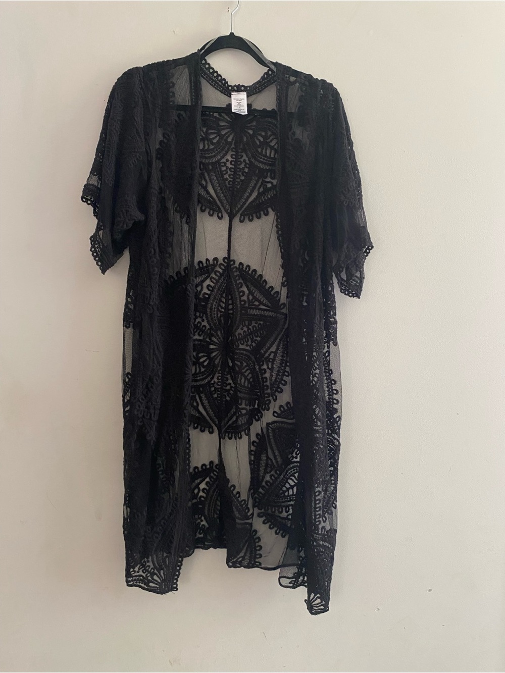 Black Lace Swim Cover-Up Kimono